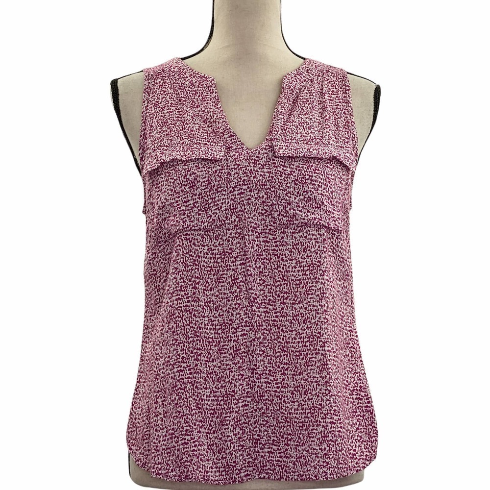 WILLI Smith Purple & Pink Printed Sleeveless Split Neck Button Down Blouse